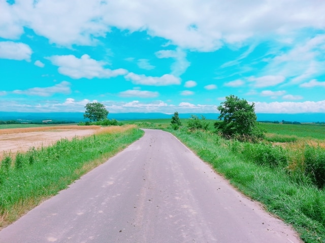 田舎道と空